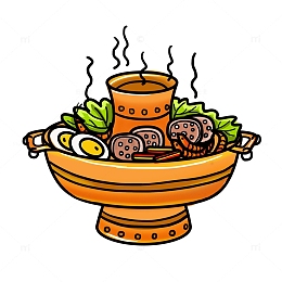立冬手绘重庆火锅热气腾腾卡通元素