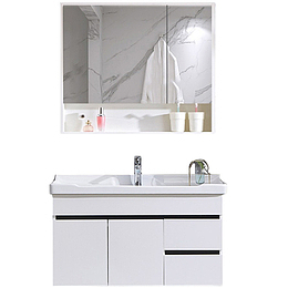 全镜面白色浴室柜