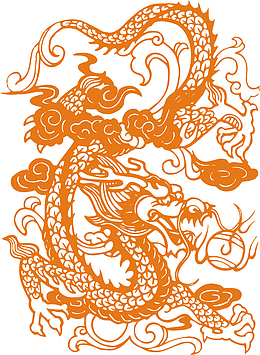 剪纸手绘效果龙