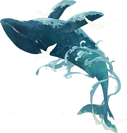 鲸鱼水墨高清