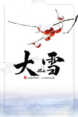 冬季大雪树枝柿子边框