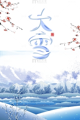 冬季大雪梅花雪花雪地