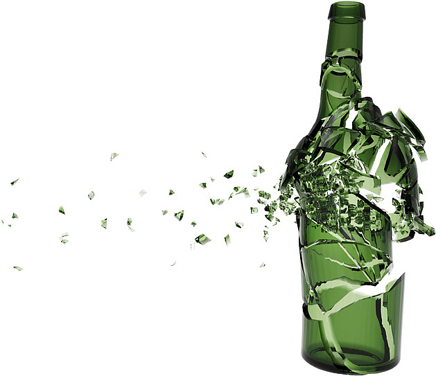 破碎玻璃啤酒瓶