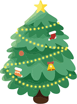 圣诞节手绘彩色圣诞树礼物png元素