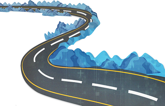 蜿蜒曲折依山道路