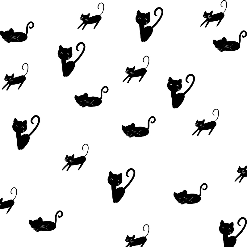 猫咪，黑色猫咪，可爱，透明背景，背景元素