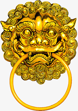 新年狮子头金色门环
