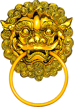 新年狮子头金色门环