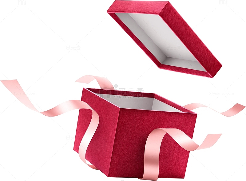 红色礼盒 丝带 打开礼盒