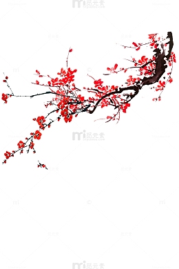 中国古风花枝元素-001