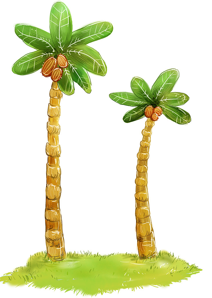 两棵椰子树装饰元素
