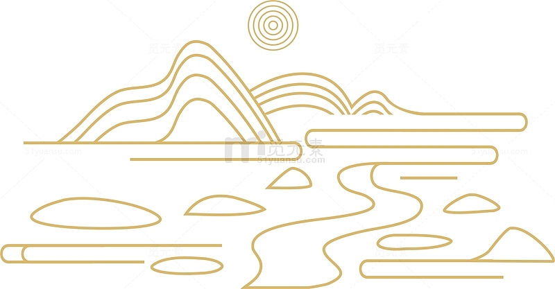 矢量中式山纹祥云纹中国风山水装饰线图片4