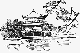泼墨山水楼阁