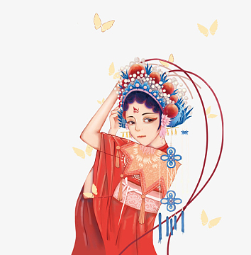 国潮风手绘戏曲人物