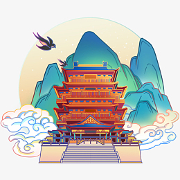 中秋国庆中国风建筑-滕王阁