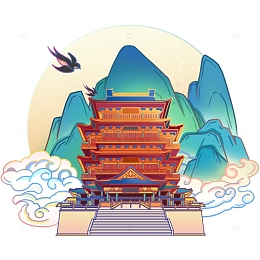 中秋国庆中国风建筑-滕王阁