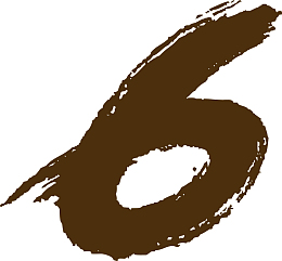 毛笔字，六字，数字，六