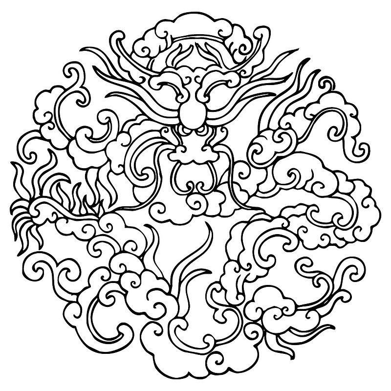 国潮 中国龙  传统图案 圆形标10