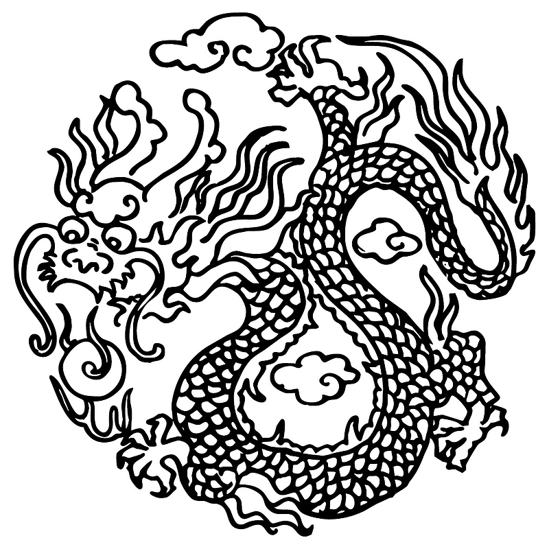国潮 中国龙  传统图案 圆形标09