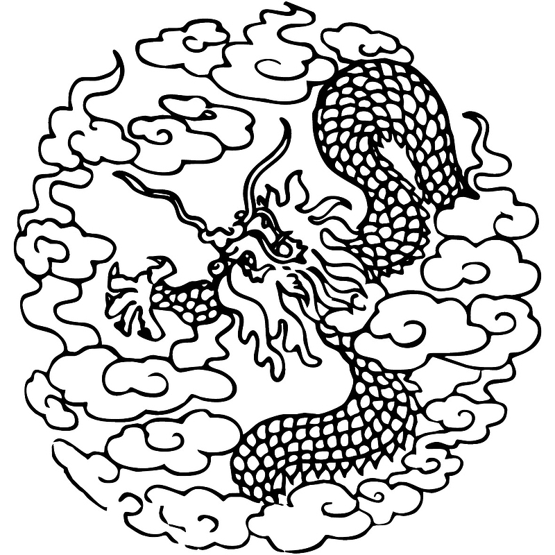 国潮 中国龙  传统图案 圆形标08