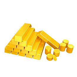 一堆金条和金币