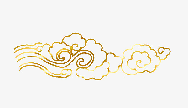 渐变祥云花纹中国风金色