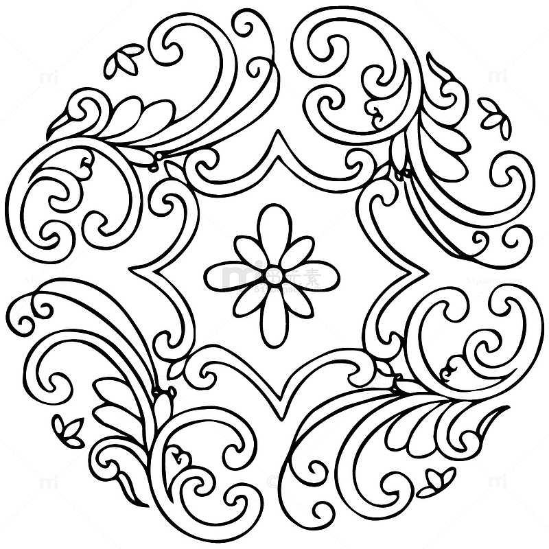国潮  传统图案 圆形标 花纹