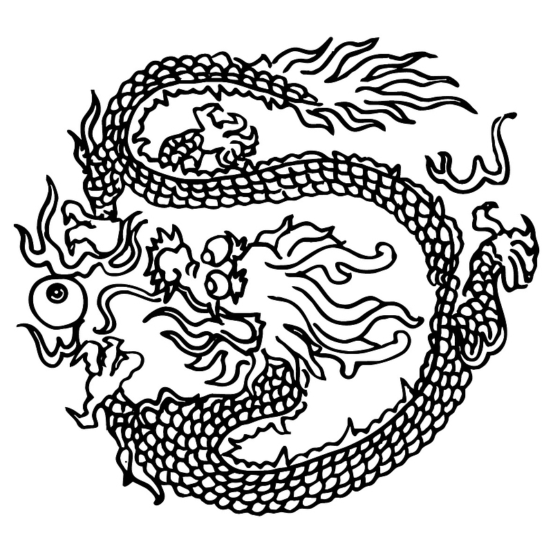 国潮 中国龙  传统图案 圆形标12