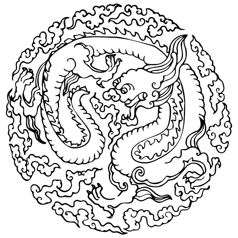 国潮 中国龙  传统图案 圆形标11