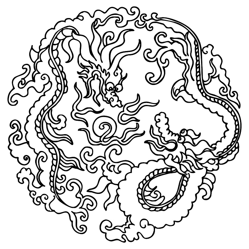 国潮 中国龙  传统图案 圆形标 07