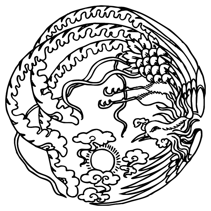 国潮  凤凰 传统图案 圆形标18