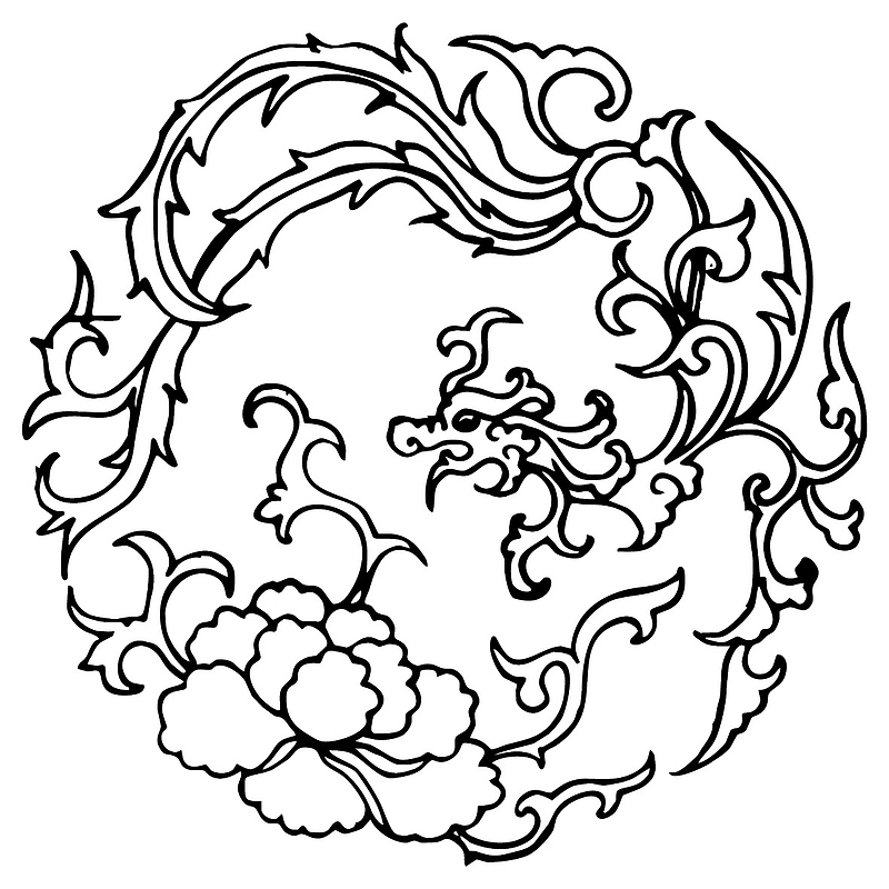 国潮  凤凰 传统图案 圆形标13