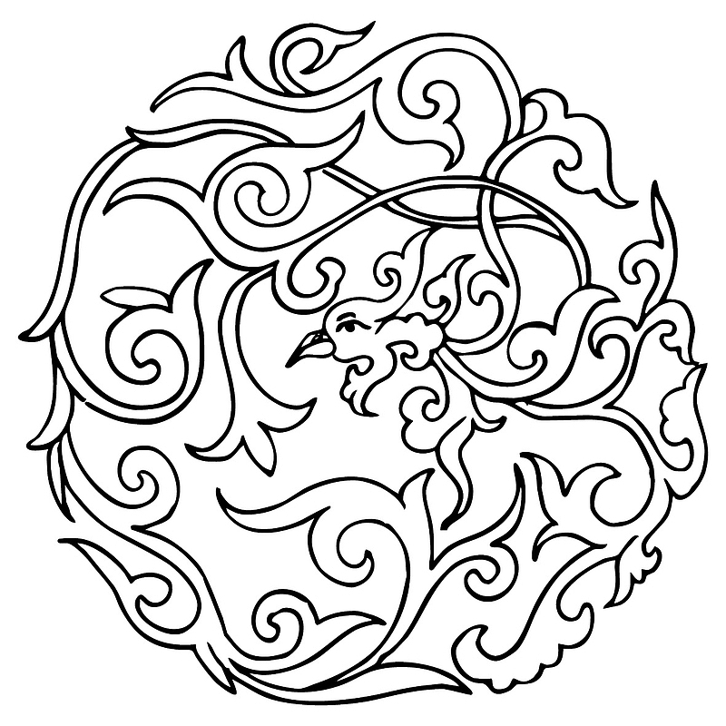 国潮  传统图案 圆形标 花纹