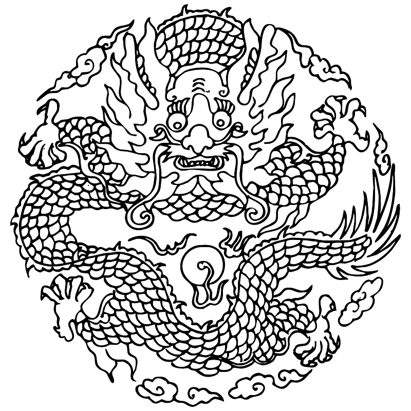 国潮 中国龙 传统图案 圆形标