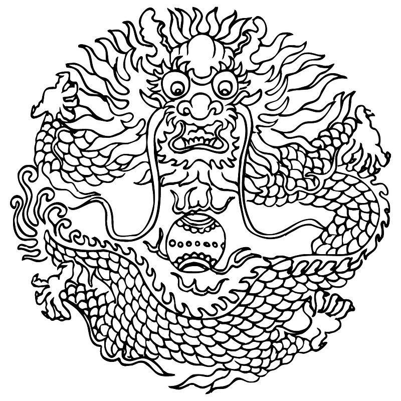 国潮 中国龙 传统图案 圆形标