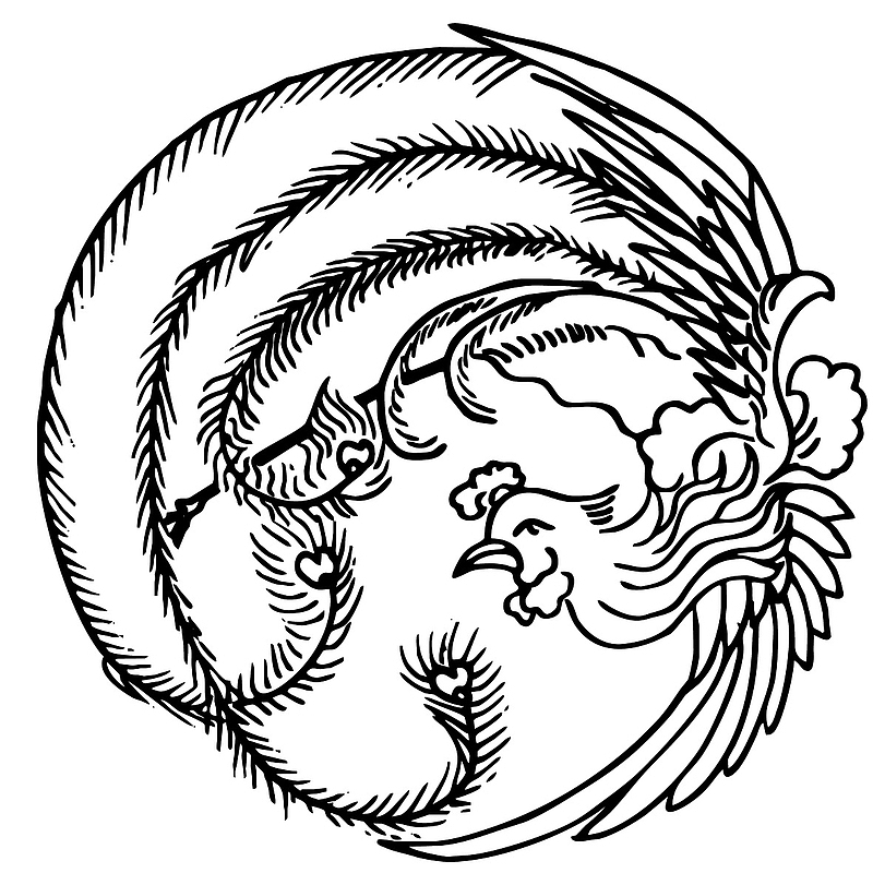 国潮  凤凰 传统图案 圆形标