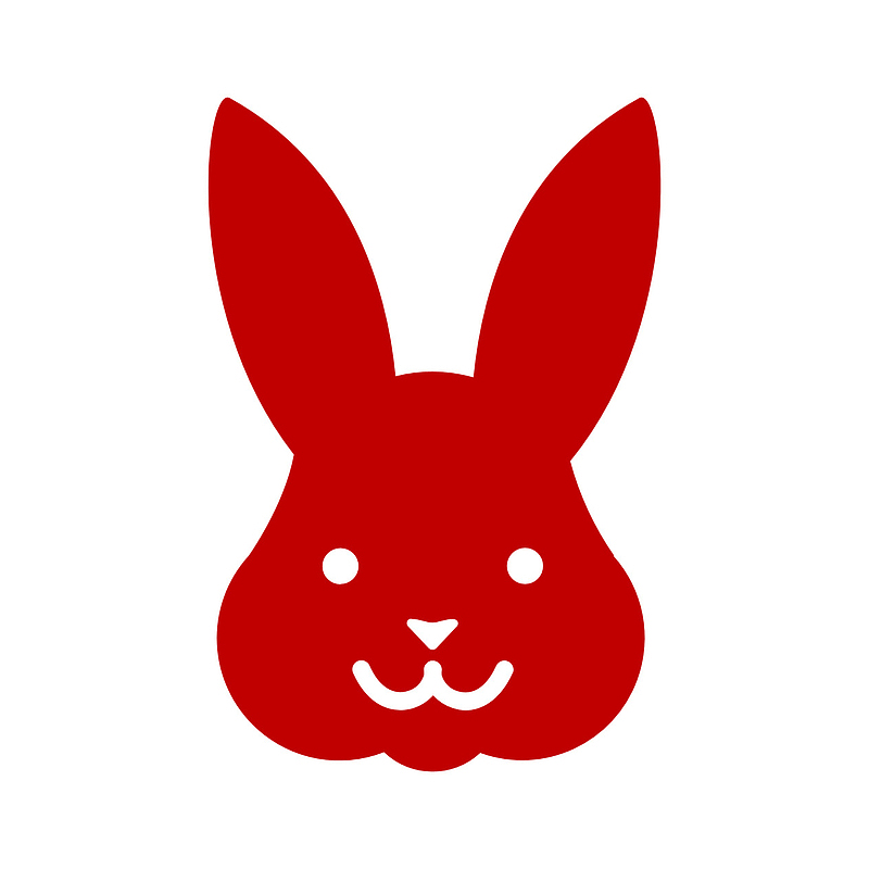 红色的兔子。