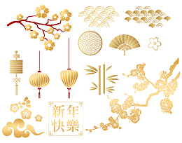 传统新年金色元素新年氛围