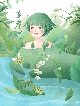 立春手绘卡通春天背景元素图