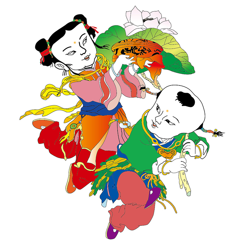 春节元素 新年 传统文化 招财童子