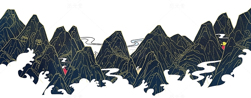 中国风色彩连绵的山
