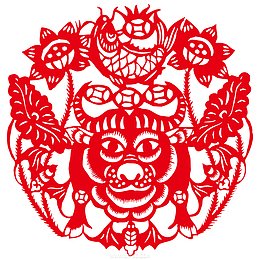 2021牛年剪纸新春PNG素材