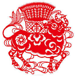 剪纸新春牛年丰收PNG素材