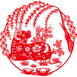 剪纸新春牛年PNG素材