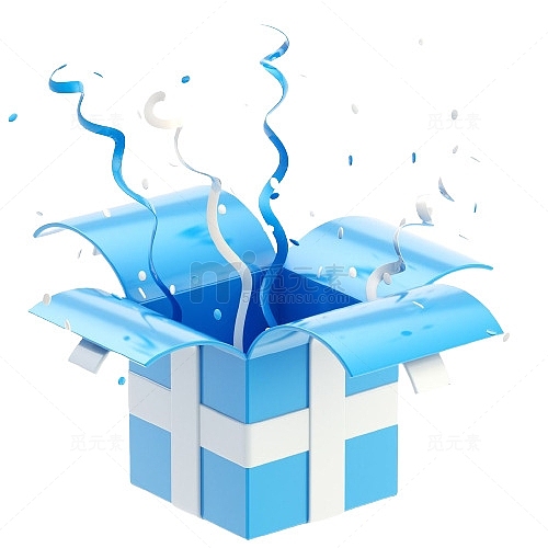 蓝色礼物盒免抠元素
