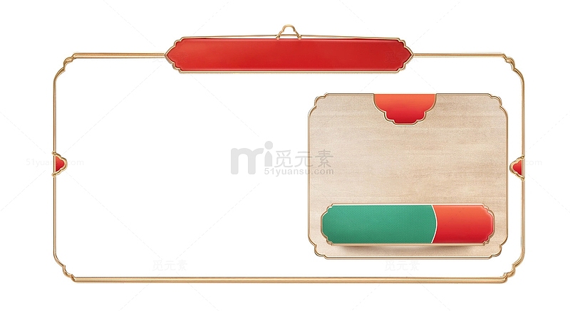 中国国潮金色边框古风素材