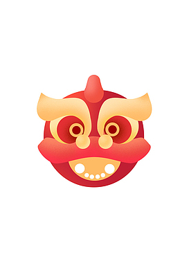 国潮元素 中国风 春节 传统 狮子头