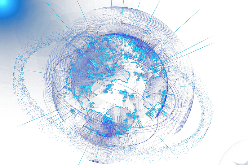 科技蓝色线条地球矢量图背景