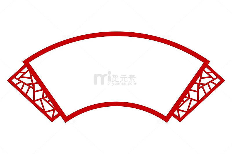中国风扇形红色边框古风