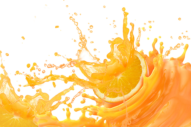 橙子果汁液喷洒素材